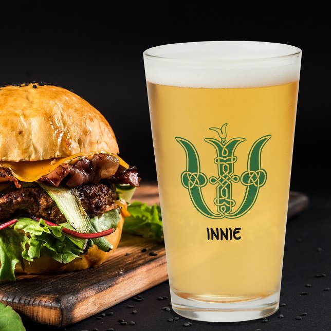 1600-talets keltiska Knot Decorative Capital W Glaskopp (Skapare uppladdad)