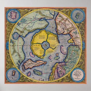 1600-talets kvicksilver Nordpolen Karta - Poster