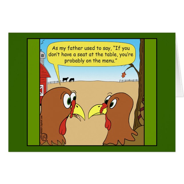 1606 Säte vid Thanksgivingen bord tecknad Hälsningskort (Framsidan Horizontal)