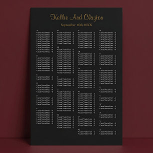 160 Enkel Svart Bröllops Placeringsplan Poster