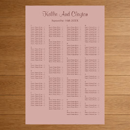 160 enkelt sittdiagram för Cinnamon Ro Bröllop Poster