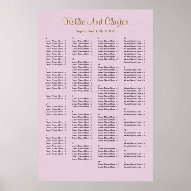 160 enkelt sittdiagram för Lila Bröllop Poster (Framsidan)