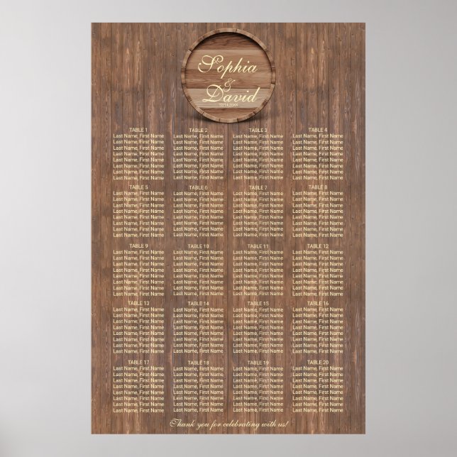 160 gäster i Vineyard Barrel Bröllop Poster (Framsidan)