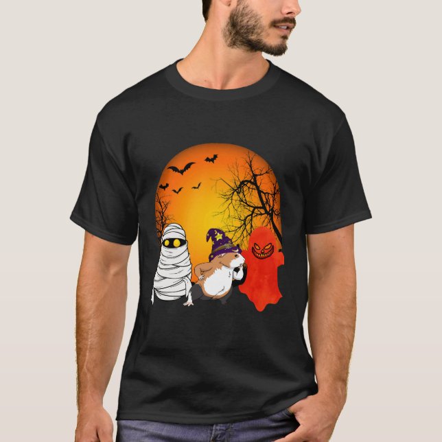 160 Guinea Gris Halloween Pumpkin T Shirt (Framsida)