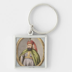 1612-40) Sultan för Amurath (Murad) dropp Fyrkantig Silverfärgad Nyckelring