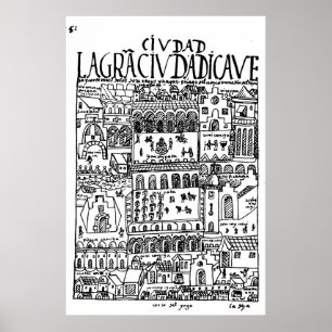 1616 Teckning i Cusco, Peru Poster