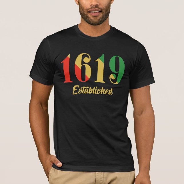 1619 Grundlagt afroamerikanskt T Shirt (Framsida)