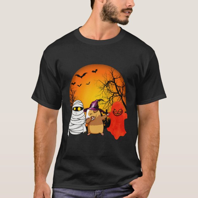 161 Guinea Gris Halloween Pumpkin T Shirt (Framsida)