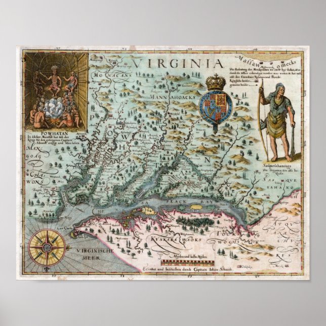 1627 Virginia Karta Poster (Framsidan)