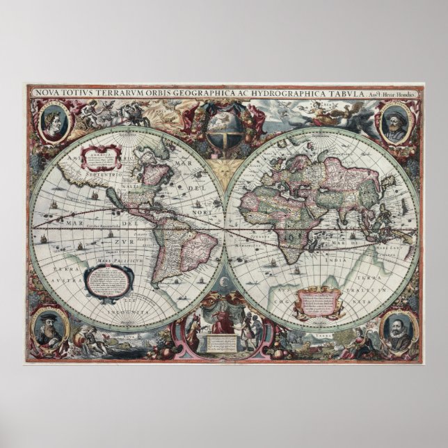 1630 World Map Poster (Framsidan)