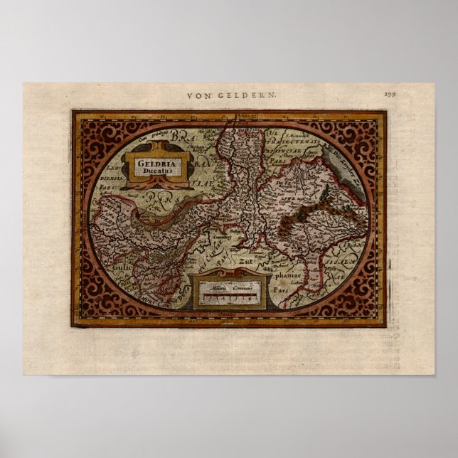 1631 Karta: Geldria Ducatus av Mercator-Hondius Poster (Framsidan)