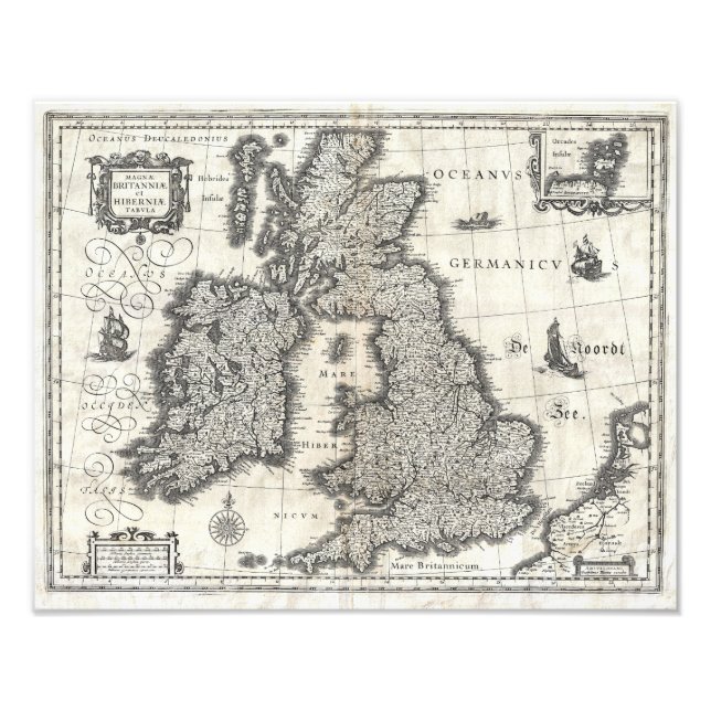 1631 Map of the British Isles by Joan Blaeu Fototryck (Framsidan)