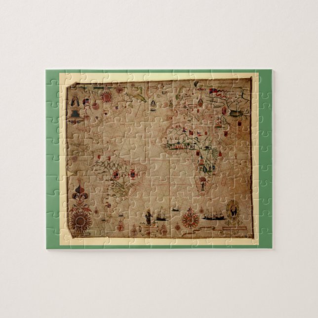 1633 Atantic Ocean Portolan Chart - Pascol Roiz Pussel (Horisontell)