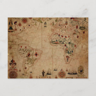 1633 Atantic Ocean Portolan Chart - Pascol Roiz Vykort