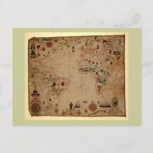 1633 Atantic Ocean Portolan Chart - Pascol Roiz Vykort