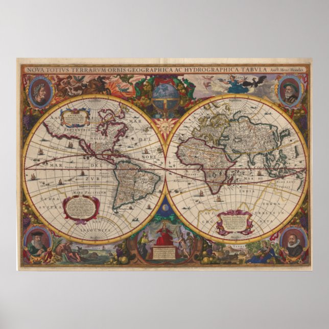 1633 Nova Totius Terrarum Orbis Geographica Poster (Framsidan)