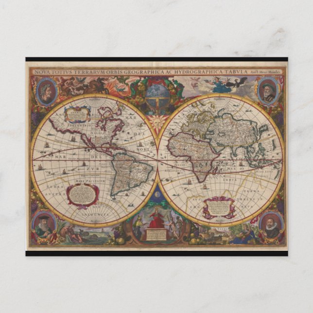 1633 Nova Totius Terrarum Orbis Geographica Vykort (Framsida)