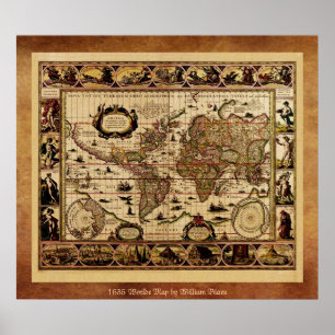 1635 Gamla världskartor Poster