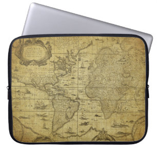 1635 Världskarta: Vintagen Stil Laptop Fodral