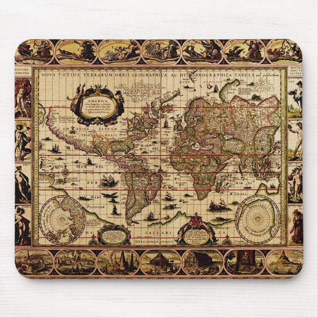 1635 World Map Mousepad Musmatta (Framsidan)