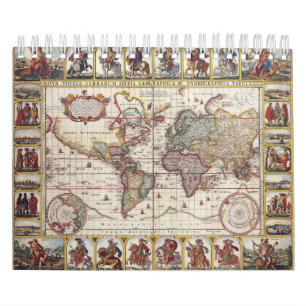 1652 karta av världen, karta för värld för Don Kalender