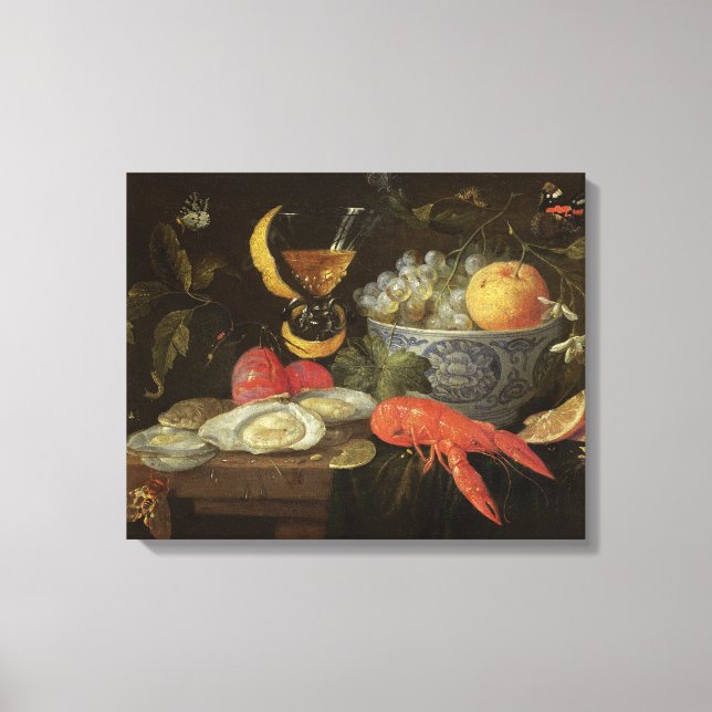 1653 (olja på frukt och Snäcka) Canvastryck (Framsida)