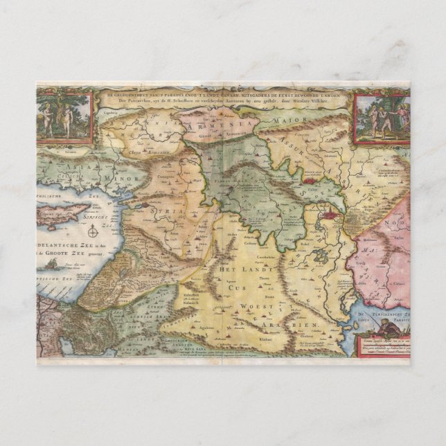 1657 Visscher Karta i Heligan Land Vykort (Framsida)