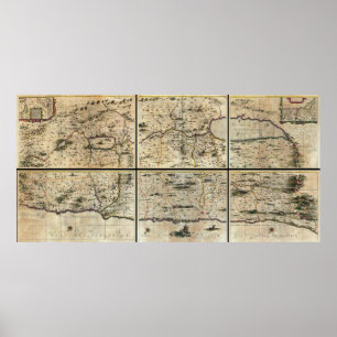 1662 Janson Hornius Heliga Land Israel Palestine K Poster