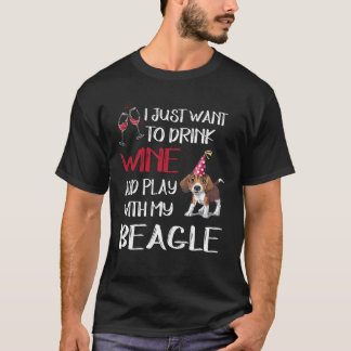 166 Drick Vin och spela med min beagle T Shirt