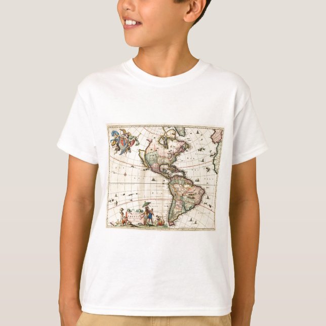 1670 Amerika Karta Tee Shirt (Framsida)