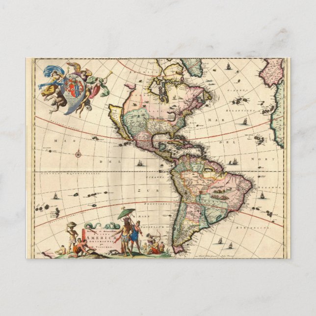 1670 Amerika vykortskarta Vykort (Framsida)