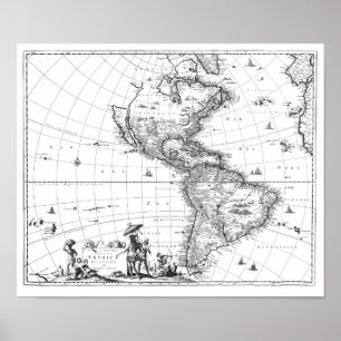 1671 Karta Totius Americae-beskrivning Poster