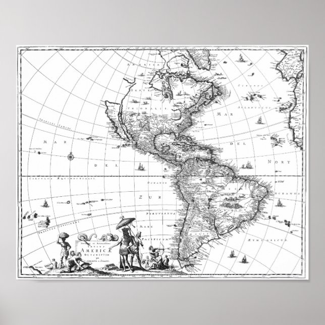 1671 Map Totius Americae Descriptio Poster (Framsidan)