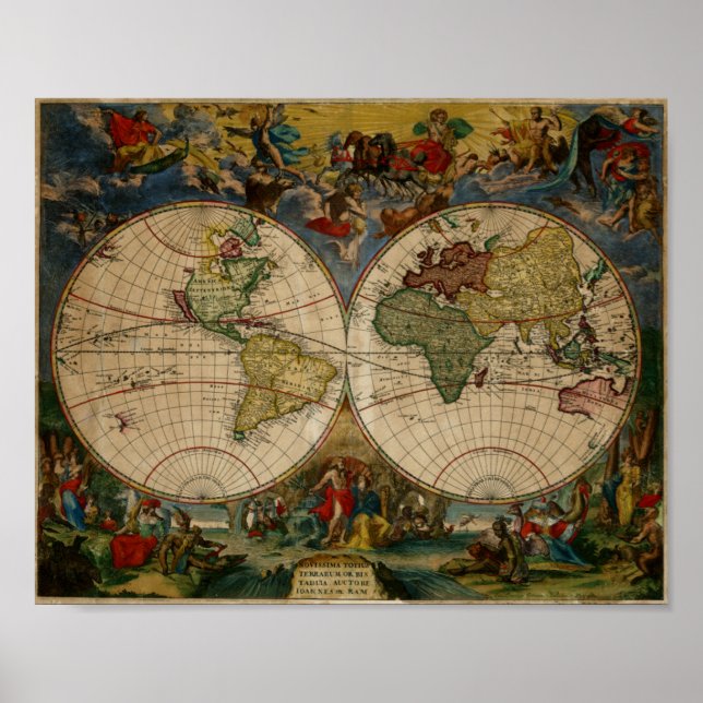 1683-Renaissancens världskarta Poster (Framsidan)