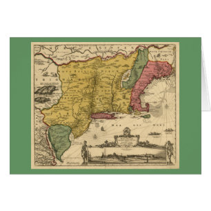 1685 karta - nya Belgien, den nya världen, New Hälsningskort