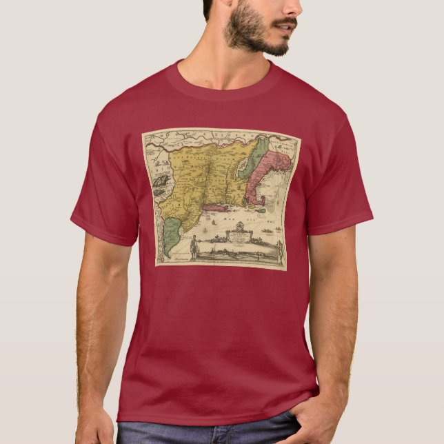 1685 karta - nya Belgien, den nya världen, New T-shirt (Framsida)