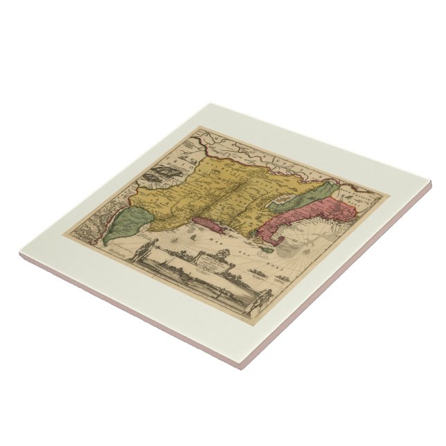 1685 Karta - Nya Belgien, Nya världen, Nya England Kakelplatta (Sidan)