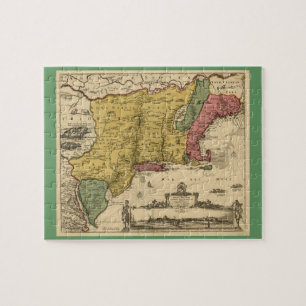 1685 Karta - Nya Belgien, Nya världen, Nya England Pussel