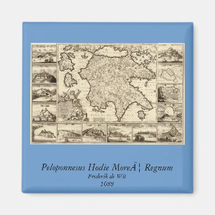 1688 Grekland / Peloponnesisk Karta Magnet