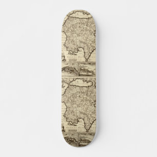 1688 Grekland / Peloponnesisk Karta Skateboard Bräda 20 Cm