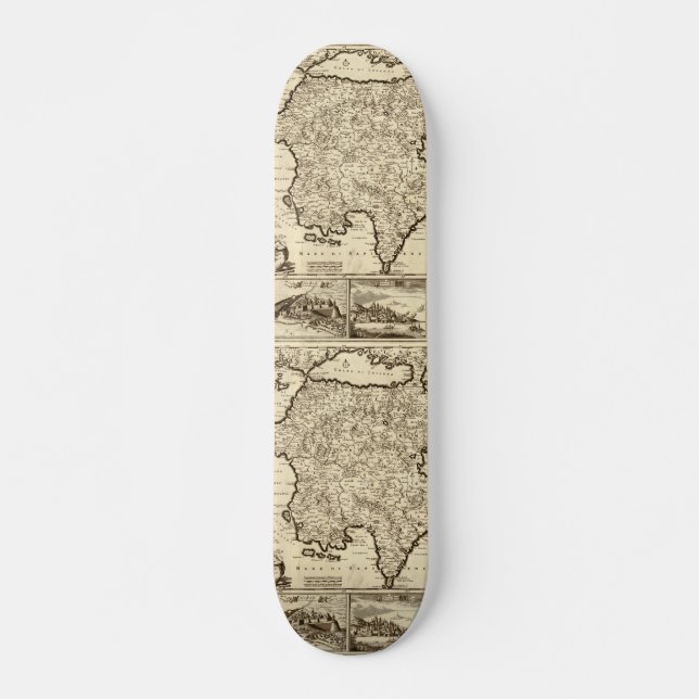 1688 Grekland / Peloponnesisk Karta Skateboard Bräda 20 Cm (Framsida)