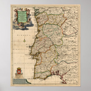 1690 Karta i Portugal Poster