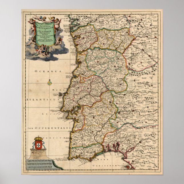 1690 Karta i Portugal Poster (Framsidan)