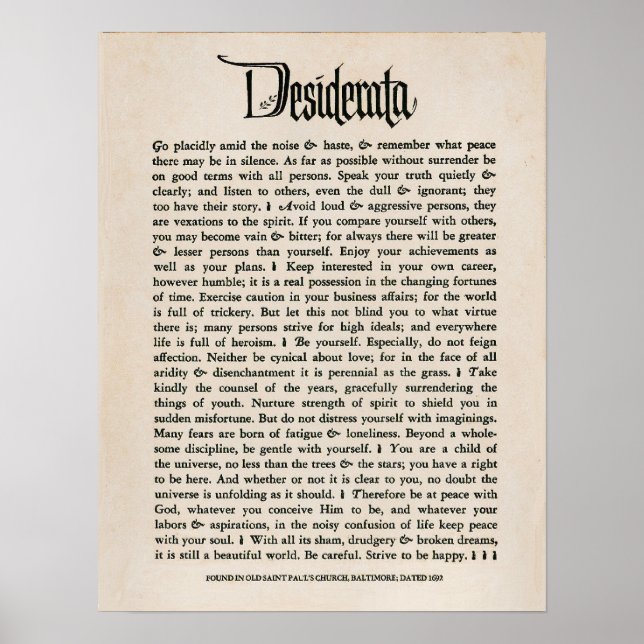 1692 - Desiderata Poster (Framsidan)
