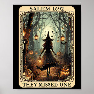1692 Halloween Witch, de missade ett Tarot Card Wo Poster