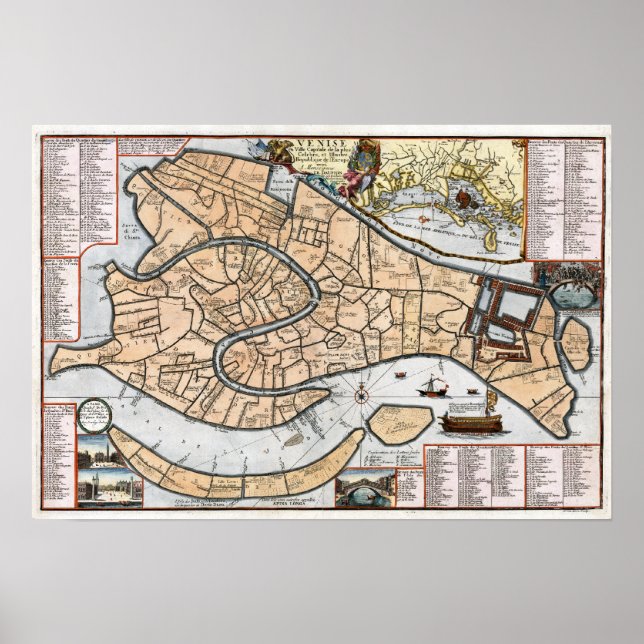1695 Venedigs stadsplan Poster (Framsidan)