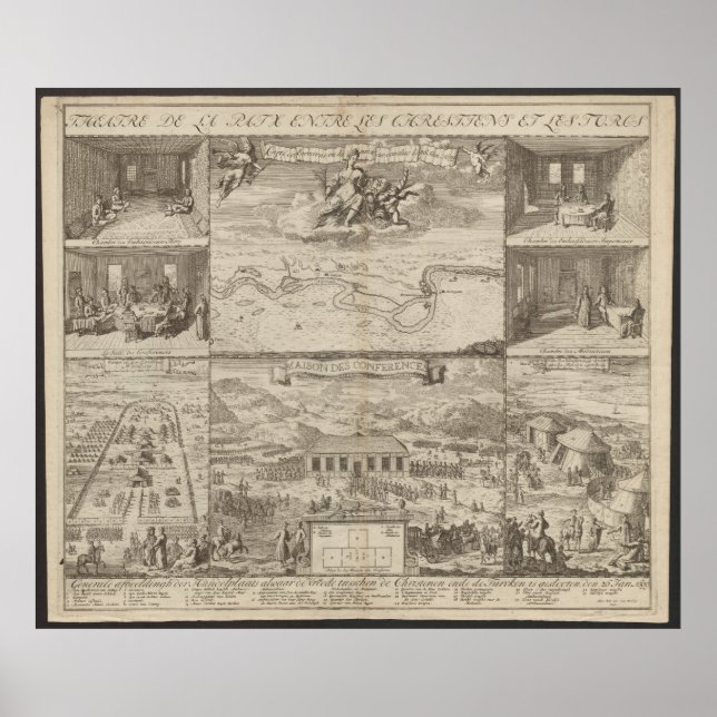 1699 Freden i Karlowitz Plan, Karta över Europa Poster (Framsidan)