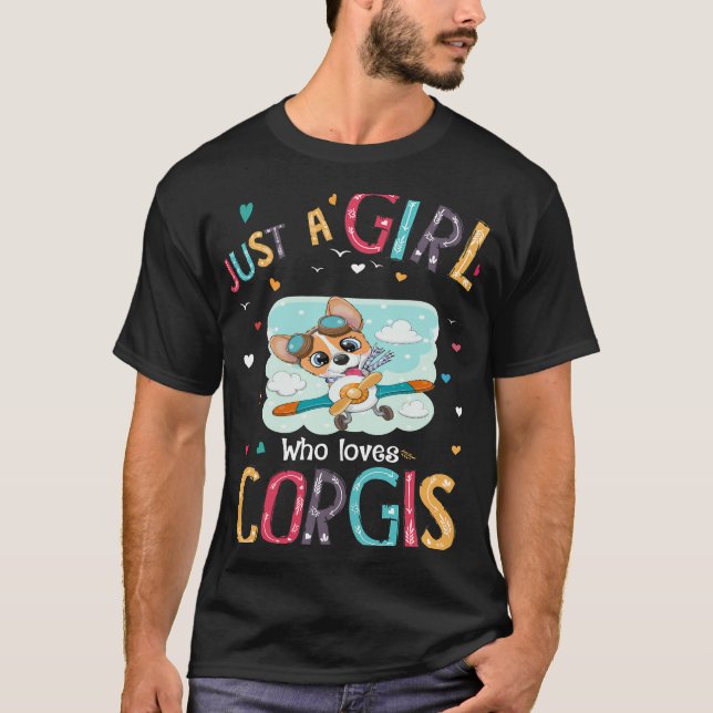 169 Bara en flicka som Kärlek Corgi T Shirt (Framsida)
