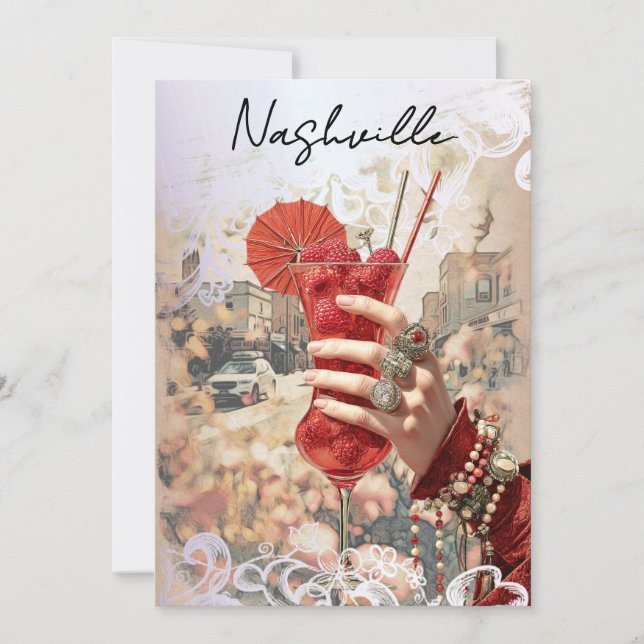*~* 16 A101 Cocktail PHOTO Nashville BACHELORETTE Inbjudningar (Framsida)
