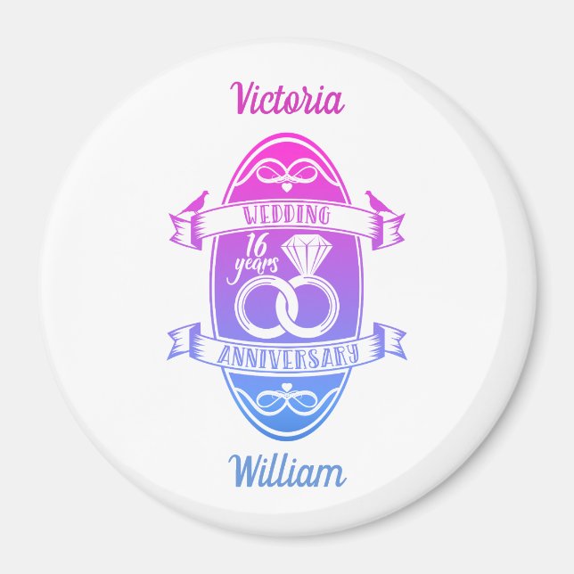 16 År 16:e bröllop-årsdagen Magnet (Framsidan)